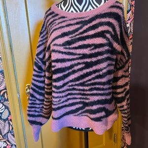 Express Pink Zebra Print Sweater Size L 🦓